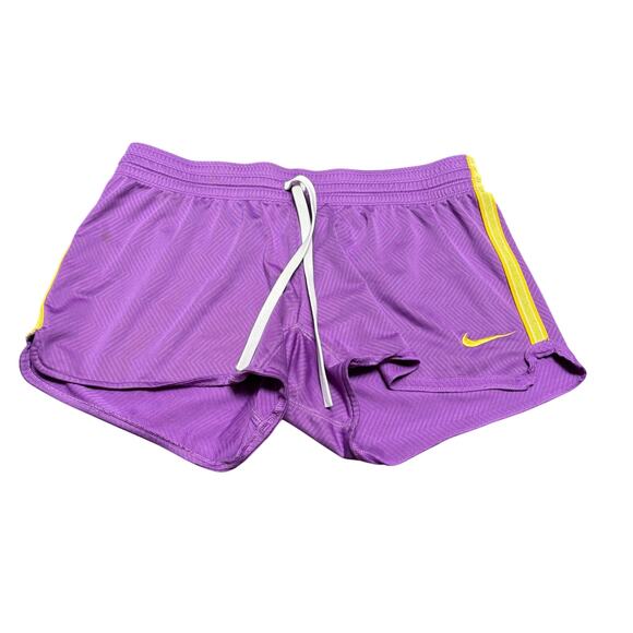 Nike Dri-Fit Purple Yellow Racerstripe Drawstring Athletic Activewear Small - Picture 1 of 10